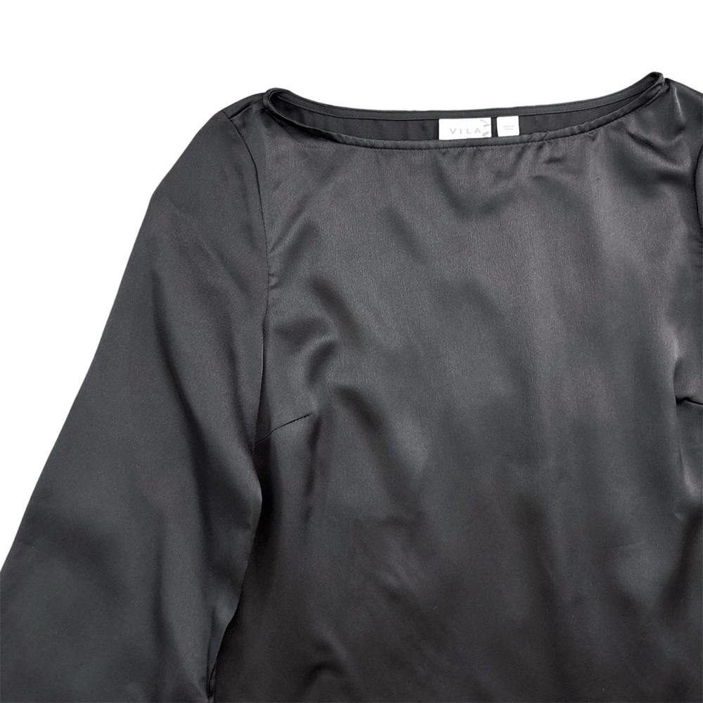 NWT VILA Vielia Boatneck Elegant Black Blouse US 2